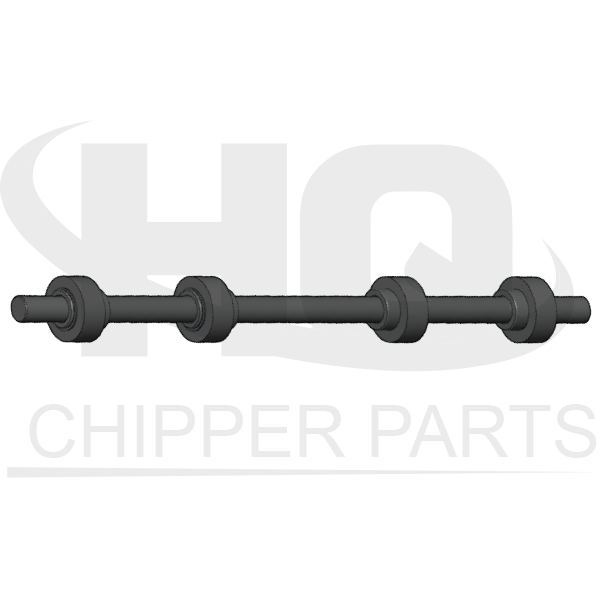 Conveyor axle with four rubber wheels
